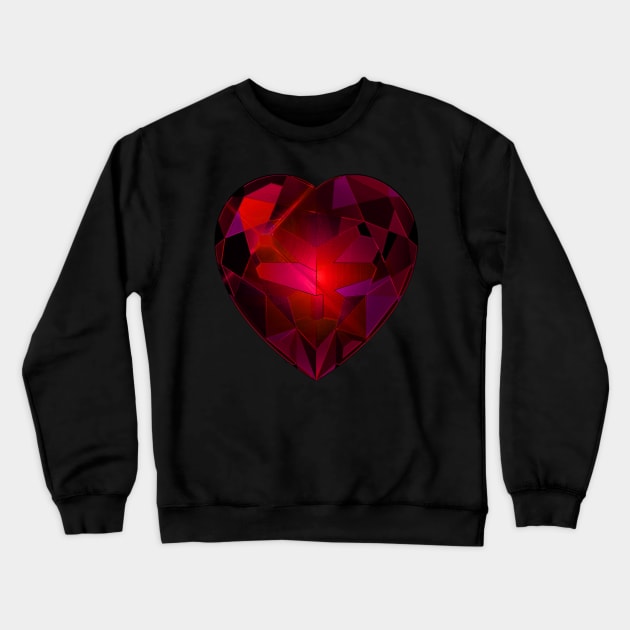 Red and Pink Heart Gemstone Crewneck Sweatshirt by The Black Panther